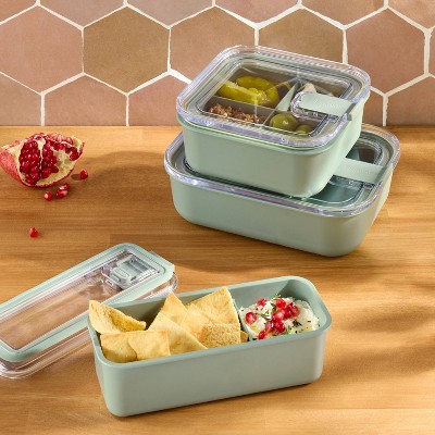 Square Bento Meal Prep Food Storage Container Sage - Figmint