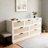 Rattan 7 Drawer Dresser, 55in Wide White 7 Chest of Drawers with Metal Handles and Wooden Sturdy Base for Bedroom Living Room Nursery Closet - 4 of 4