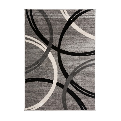 World Rug Gallery Contemporary Abstract Circles Design Gray 6'6