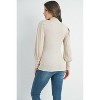 Hello Miz Women's Ribbed Puff Sleeve Mock Neck Maternity Top - 3 of 4