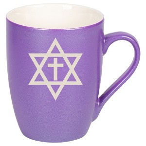 100 North Religious 10 Ounce Passion Purple Metallic Finish, Comfortably Fits Your Hands, New Bone China Coffee Tea Cup Mug, Star of David - 1 of 1
