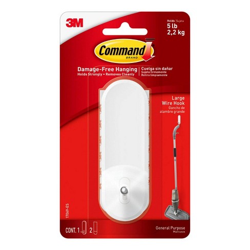 Command Large Sized Wire Decorative Hook White Target