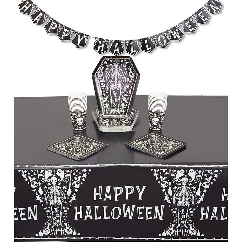 Spooky Central 74 Piece Halloween Tombstone Party Supplies - Tablecloth, Banner, Plate, Napkin, Cup & Cutlery, 1 of 10