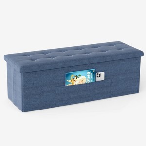 Tangkula 43" Folding Storage Ottoman Bench w/ Removable Divider & Side Pocket Bedroom - 1 of 4