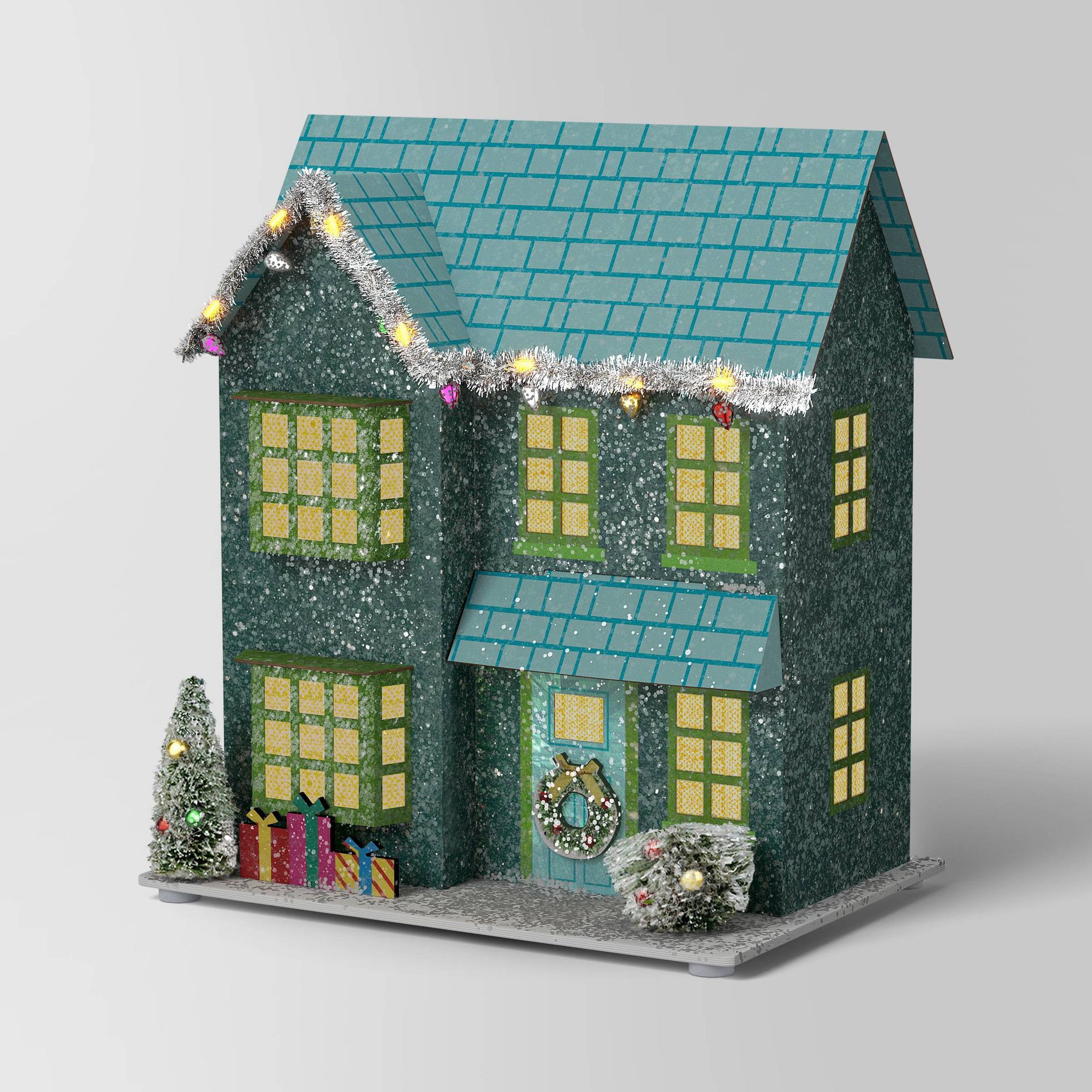 Christmas Glitter House Blue - Wondershop™