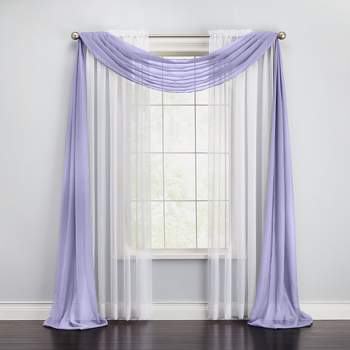 BrylaneHome  Sheer Voile Scarf Valance Window Curtain