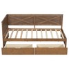 TIRAMISUBEST Twin Size L-Shaped Daybed with 2 Storage Drawers and Rustic Guardrail, Wooden Daybed Frame Sofa Bed with Slats Support - 4 of 4