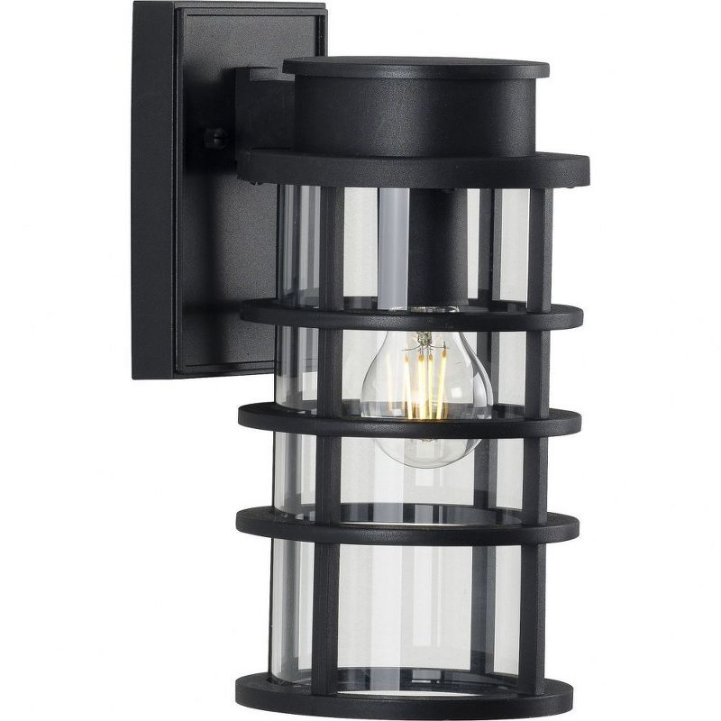 Progress Lighting, Port Royal, 1-Light Wall Lantern, Black, Clear Glass Shade, 1 of 5