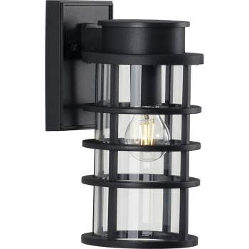 Progress Lighting, Port Royal, 1-Light Wall Lantern, Black, Clear Glass Shade
