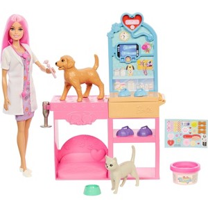 Barbie Fast Cast Veterinarian Clinic Playset with Pink Colored Hair Doll & 10+ Accessories - 1 of 4