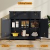 Zevemomo Modern Farmhouse Sideboard Buffet Cabinet with Drawer & Adjustable Shelf, Kitchen Storage & Coffee Bar Cabinet for Dining Room, Black - 3 of 4