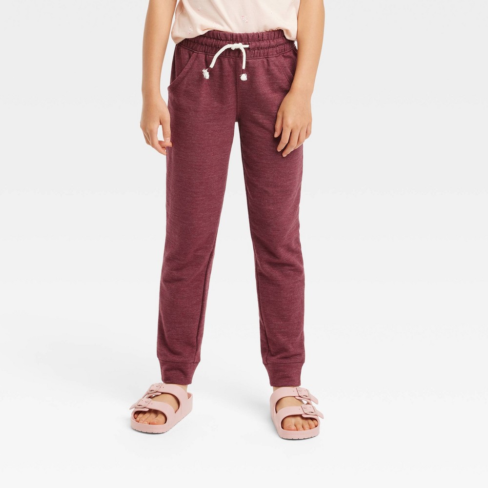 Size XXL Plus  Girls' French Terry Jogger Pants - Cat & Jack Maroon XXL Plus, Red