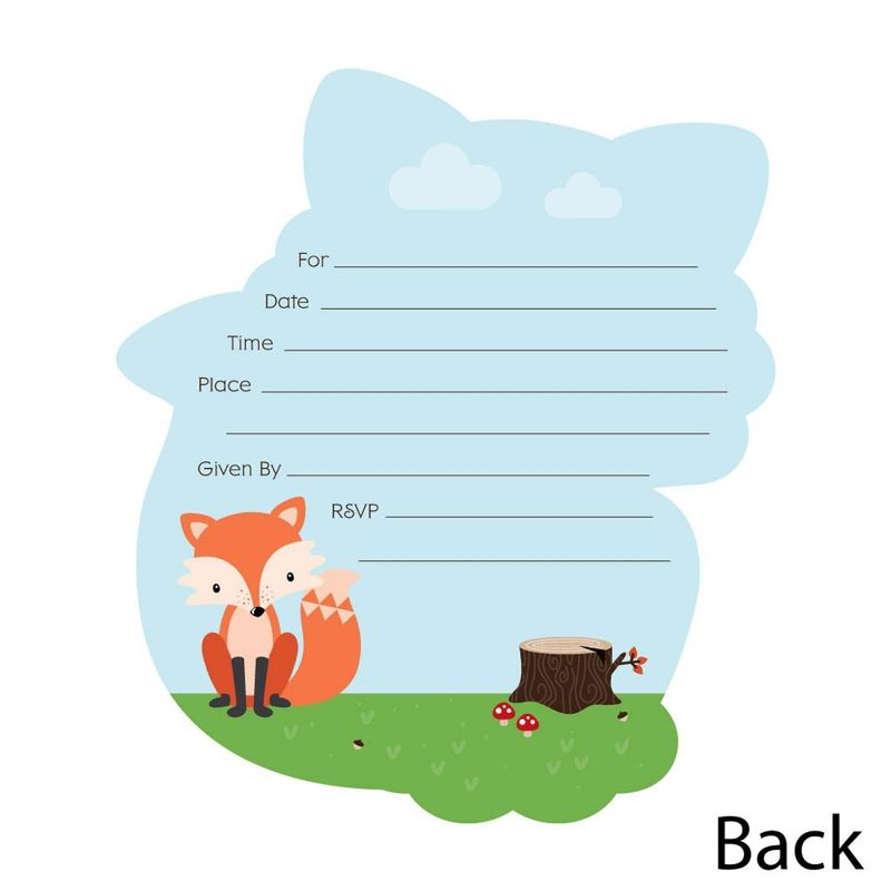 Big Dot of Happiness Fox - Shaped Fill-In Invitations - Baby Shower or Birthday Party Invitation Cards with Envelopes - Set of 12, 3 of 7