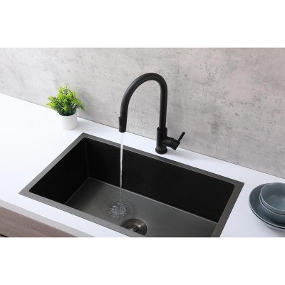 Brushed Nickel Gooseneck Kitchen Faucet with Pull-out Spray