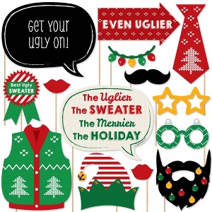 Big Dot of Happiness Ugly Sweater - Holiday and Christmas Party Photo Booth Props Kit - 20 Count - 1 of 4