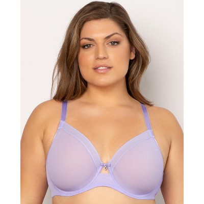 Curvy Couture Womens Sheer Mesh Full Coverage Unlined Underwire Bra
