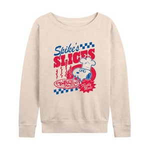 Women's - Peanuts - Spikes Slices Lightweight French Terry Wide Neck Long Sleeve Shirt - 1 of 4
