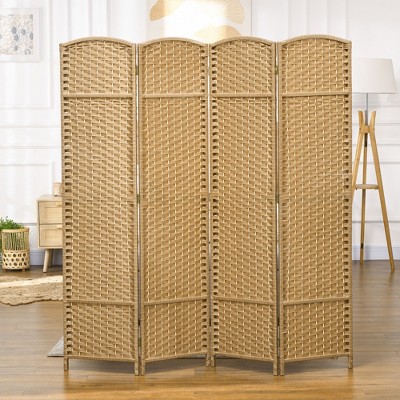 NicBex 5.6' Tall 4-panel Room Divider for Home, Folding Privacy Screen for Room Separation, Freestanding Wall Partition for Home & Office, Nature Wood