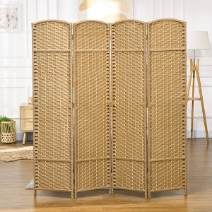 NicBex 5.6' Tall 4-panel Room Divider for Home, Folding Privacy Screen for Room Separation, Freestanding Wall Partition for Home & Office, Nature Wood - 1 of 4