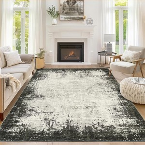 Area Rug Washable, Soft Modern Bordered Abstract Rugs for Living Room Bedroom, Low Pile Non-Slip Foldable Throw Rug Carpet for Dining Room Home - 1 of 4