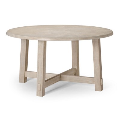 Maven Lane Sasha Rustic Round Wooden Dining Table in Weathered White Finish