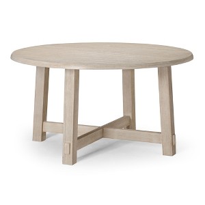 Maven Lane Sasha Rustic Round Wooden Dining Table in Weathered White Finish - 1 of 4