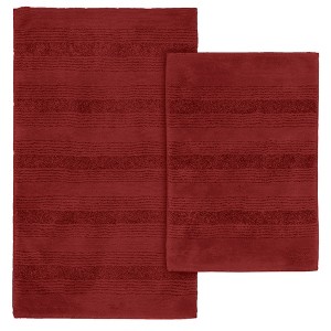 2pc Essence Nylon Washable Bathroom Rug Set Chili Red - Garland Rug: Machine Made, Non-Skid, Modern Stripe Design - 1 of 4