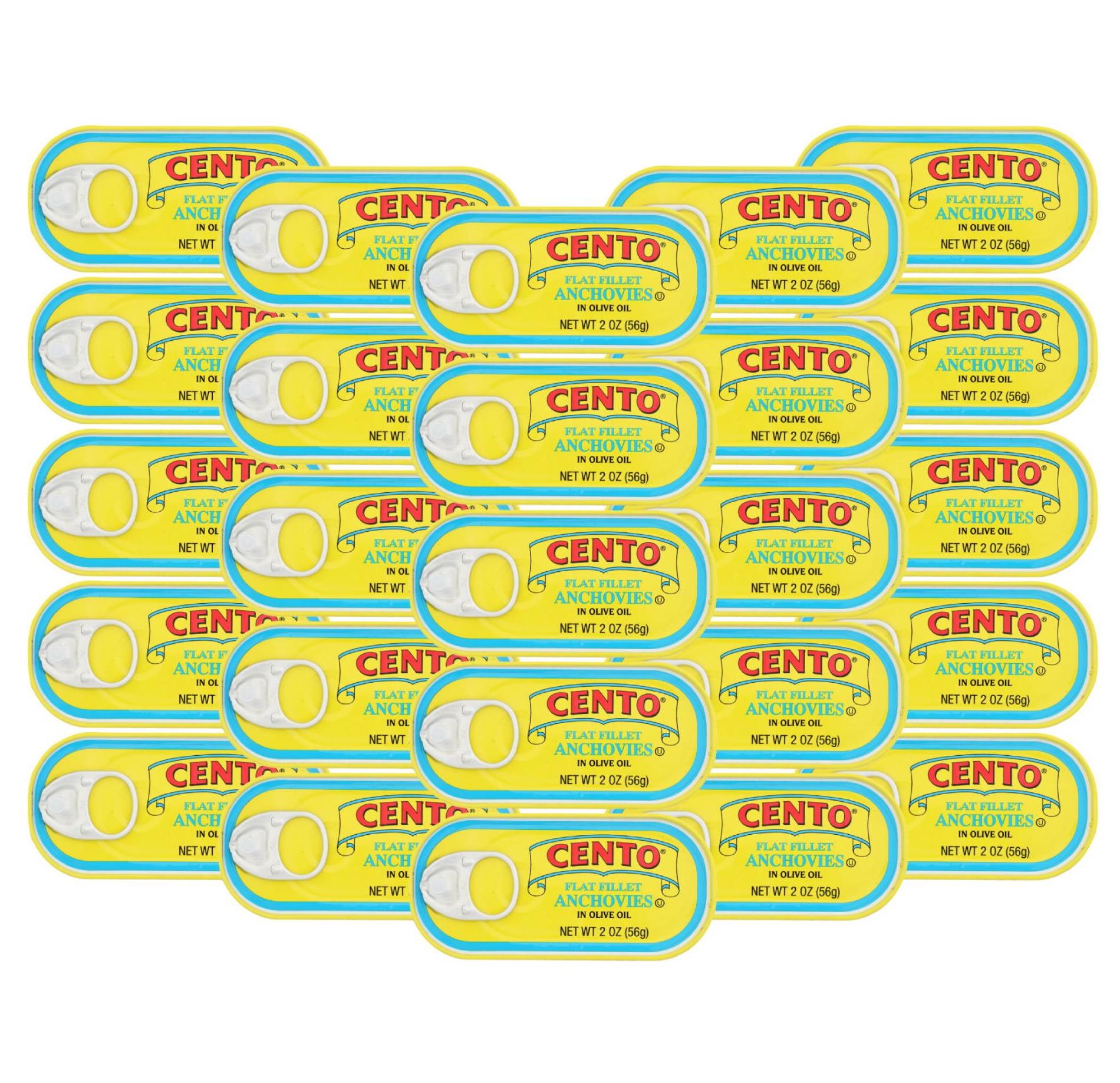 Cento Flat Fillet Anchovies in Oil - 25 pack, 2 oz