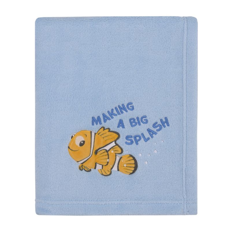 Disney Finding Nemo Cutest Little Catch Light Blue, and Orange Super Soft Appliqued Baby Blanket, 1 of 6