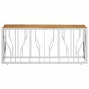 vidaXL Stainless Steel Wood Coffee Table - Modern Acacia Centerpiece Table, Silver/Brown, Easy Clean, 43.3x17.7x17.7 in - 2 of 4