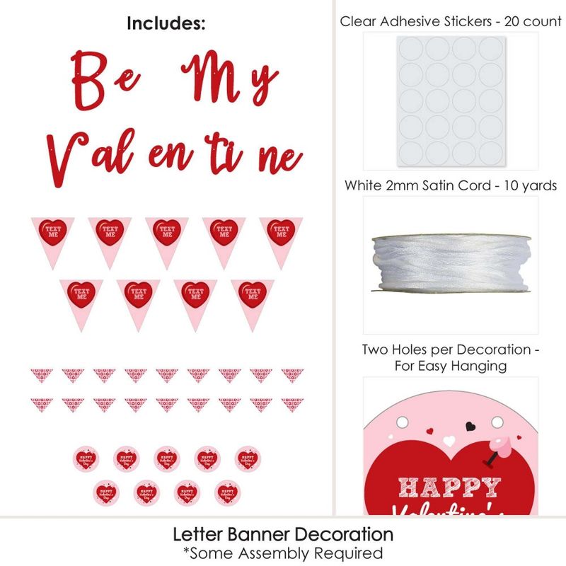Big Dot of Happiness Conversation Hearts - Valentine's Day Party Letter Banner Decoration - 36 Banner Cutouts and Be My Valentine Banner Letters, 5 of 8
