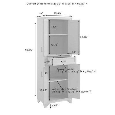 Distressed White 3-Piece Sideboard and Pantry Set with Cabinets