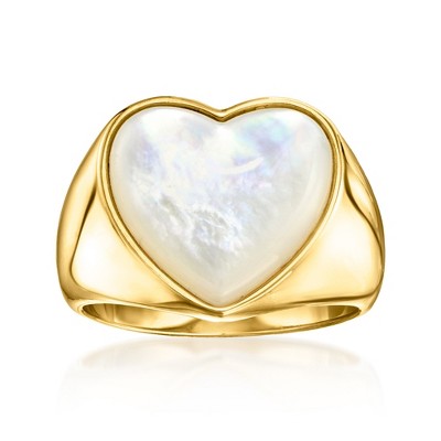 Ross-Simons Mother-Of-Pearl Heart Ring in 18kt Gold Over Sterling