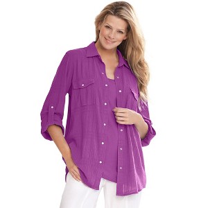 Woman Within Cotton Gauze Bigshirt - 1 of 4