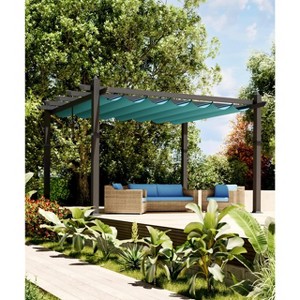 Aluminum Pergola, Outdoor Metal Pergola with Adjustable Canopy, Reinforced Frame Outdoor Shelter for Backyard, Garden and Deck - 1 of 4