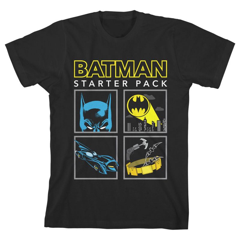 Batman Starter Pack Black T-shirt Toddler Boy to Youth Boy, 1 of 3