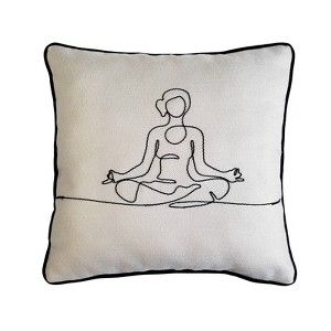 12"x12" 'Namaste' Velvet Square Throw Pillow Gray - Edie@Home - 1 of 4
