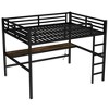 Queen Size Metal Loft Bed with Power Outlet & LED Lights, Space-Saving Desk + Noise-Reduced Design, Black/Off-White - CPC Certified - ModernLuxe - 4 of 4