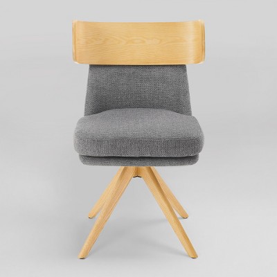 Art Leon Linen Fabric Swivel Armless Home Office Chair with Solid Oak Wood Legs