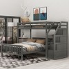 Solid Wood Twin over Full Bunk Bed with 3 Storage, Wooden Loft Bed and Platform Bed Frame, Can be Separated into 2 Beds - 3 of 4