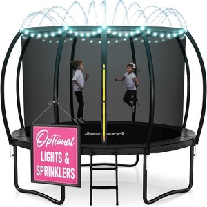 Joyberri Trampoline - ASTM Certified, 8-16ft for kids & adults. Anti-rust, with enclosure net, ladder, LED lights & sprinkler. Safe & fun! - 1 of 4