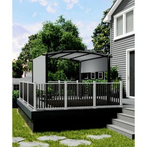 Outdoor Patio Pergola Arched Metal Gazebo with Retractable Canopy Waterproof Sun Shade for Garden Lawn Backyards - 1 of 4