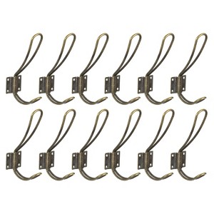 Unique Bargains Metal Double Prong Decorative Vintage Wall Mounted Hanging Towel Scarf Hat Clothes Hook - 1 of 4