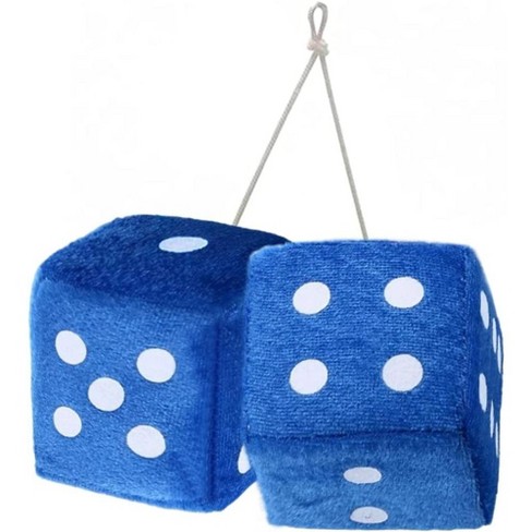 Zone Tech Blue Teal 3 Square Hanging Dice-soft Fuzzy Decorative Vehicle  Hanging Mirror Dice With White Dots - Pair : Target