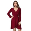 Clearlove Women Spring Tunic Dress 2025 V Neck Casual Tiered Long Sleeve A-Line Swing Mini Babydoll Dress - 2 of 4