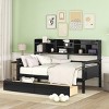 Daybed,Wood Slat Support Daybed Frame With Bedside Shelves And Two Drawers,Daybed Storage,Daybed For Bedroom-Cuddlewood - 2 of 4
