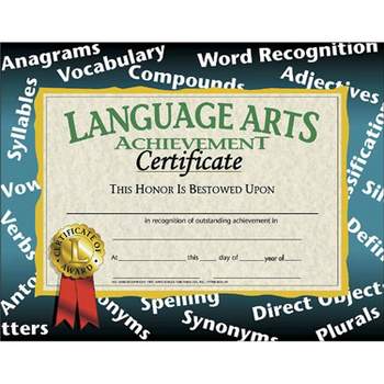Hayes Language Arts Achievement Certificate 8.5" x 11" Pack of 30 (H-VA585)
