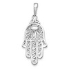 Black Bow Jewelry 14k White or Yellow Gold Synthetic Turquoise Filigree Hamsa Pendant - 3 of 4