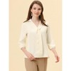 Allegra K Women's V Neck 3/4 Sleeves Collared Work Office Top Blouse - 3 of 4