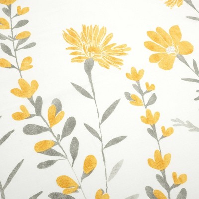 Aprile Full/Queen Yellow and Gray Cotton Floral Duvet Cover Set